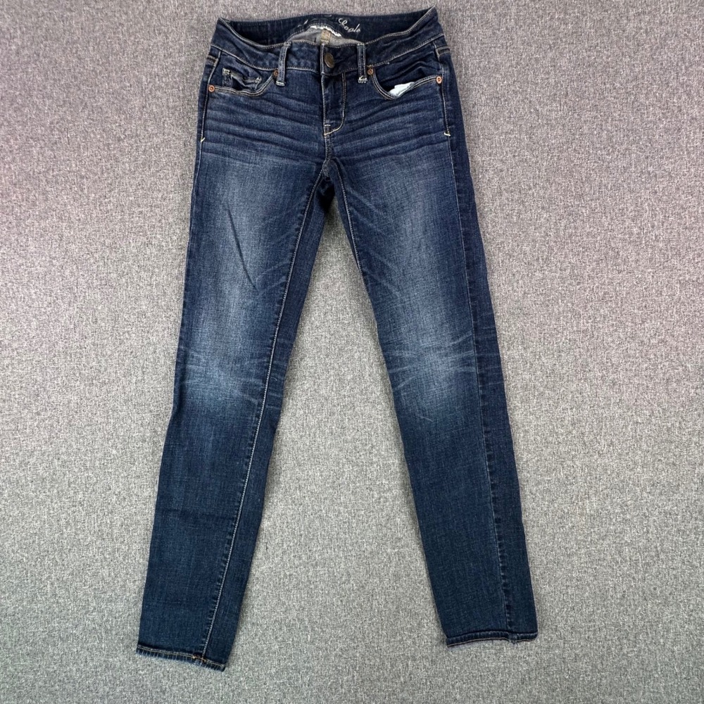 American Eagle Jeans Womens 0 Skinny Dark Wash Super Stretch Low Rise Denim